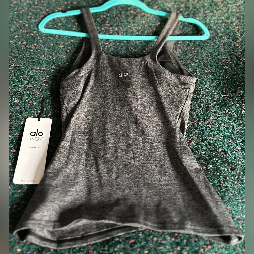 ALO YOGA Alosoft Complete Tank NWT Gray Strappy Activewear Top S